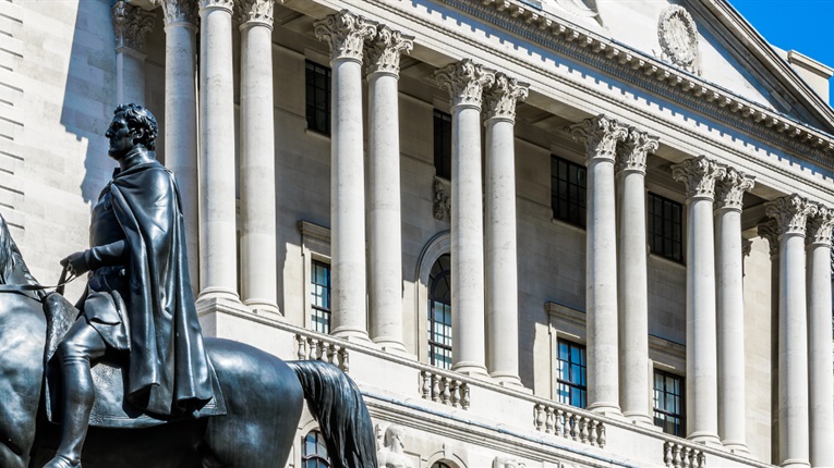 Bank of England with blue sky behind