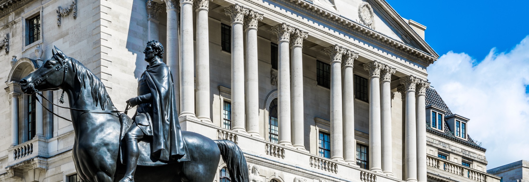 Bank of England with blue sky behind