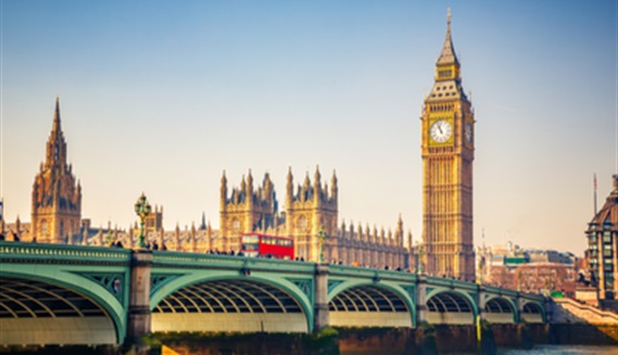 View of Westminster Bridge with the Houses of Parliament and Big Ben