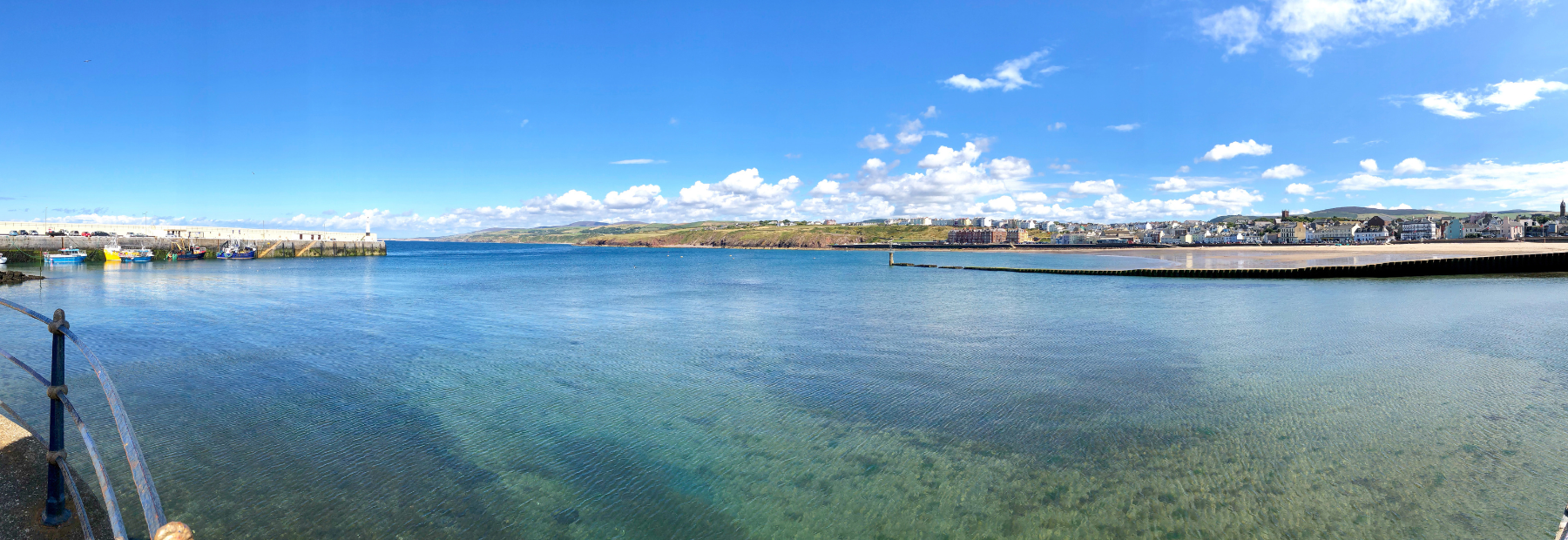 A harbour overlooking the sea and beach