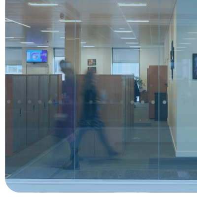 People walking in office setting