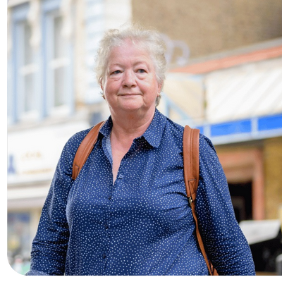 Older lady walking outside