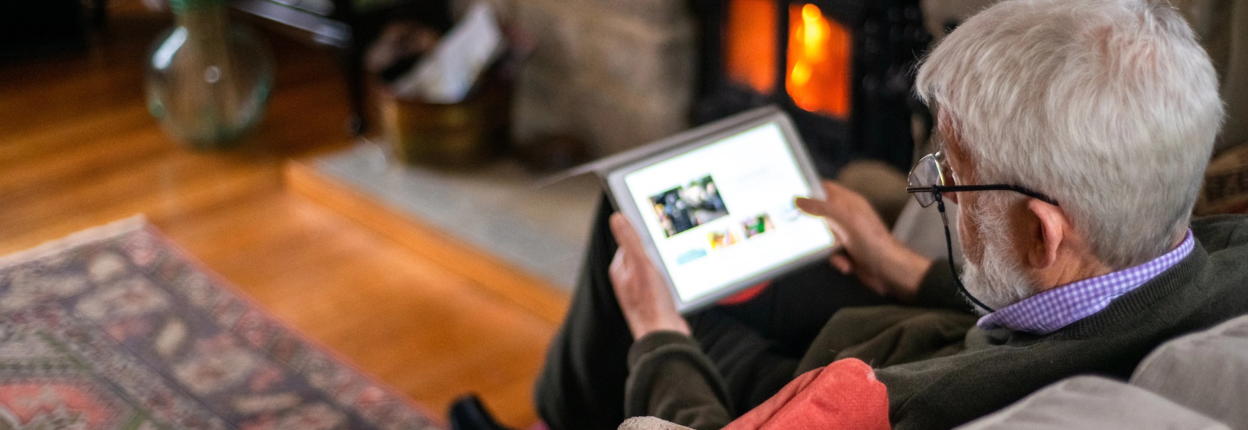 Reading news on tablet