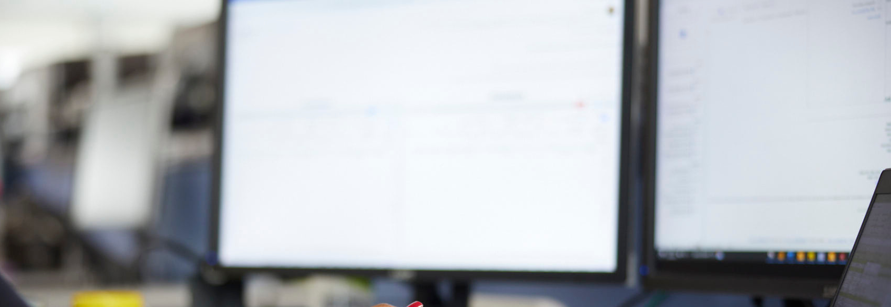 Computer screens in an office