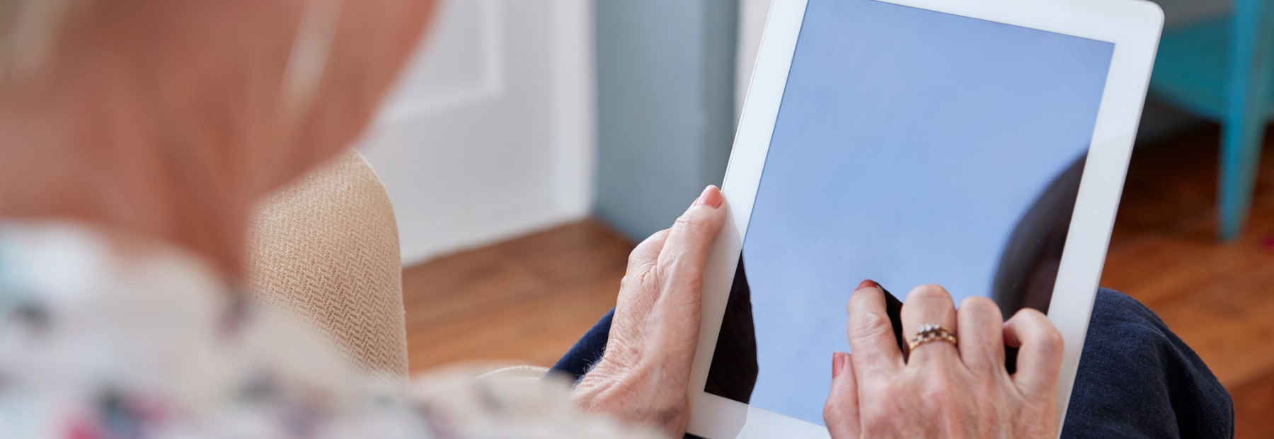 Woman holding a tablet