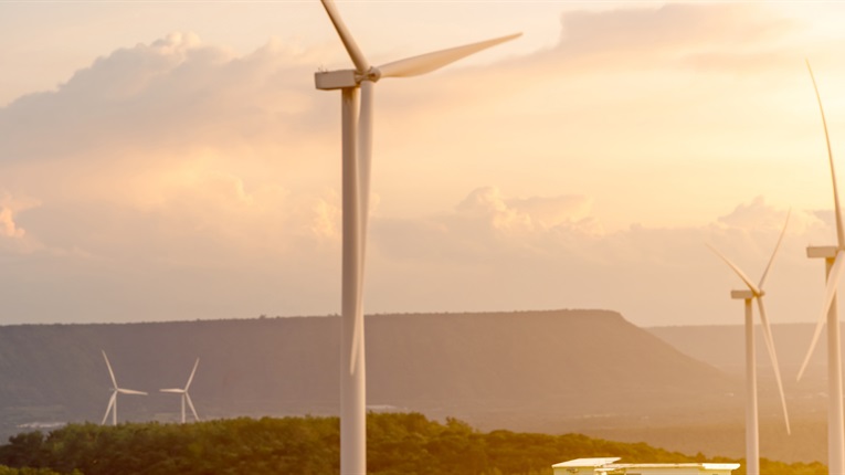 Windfarm at sunset